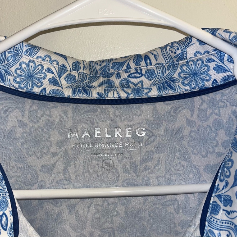Maelreg Blue Paisley Performance Polo - Picture 3 of 4